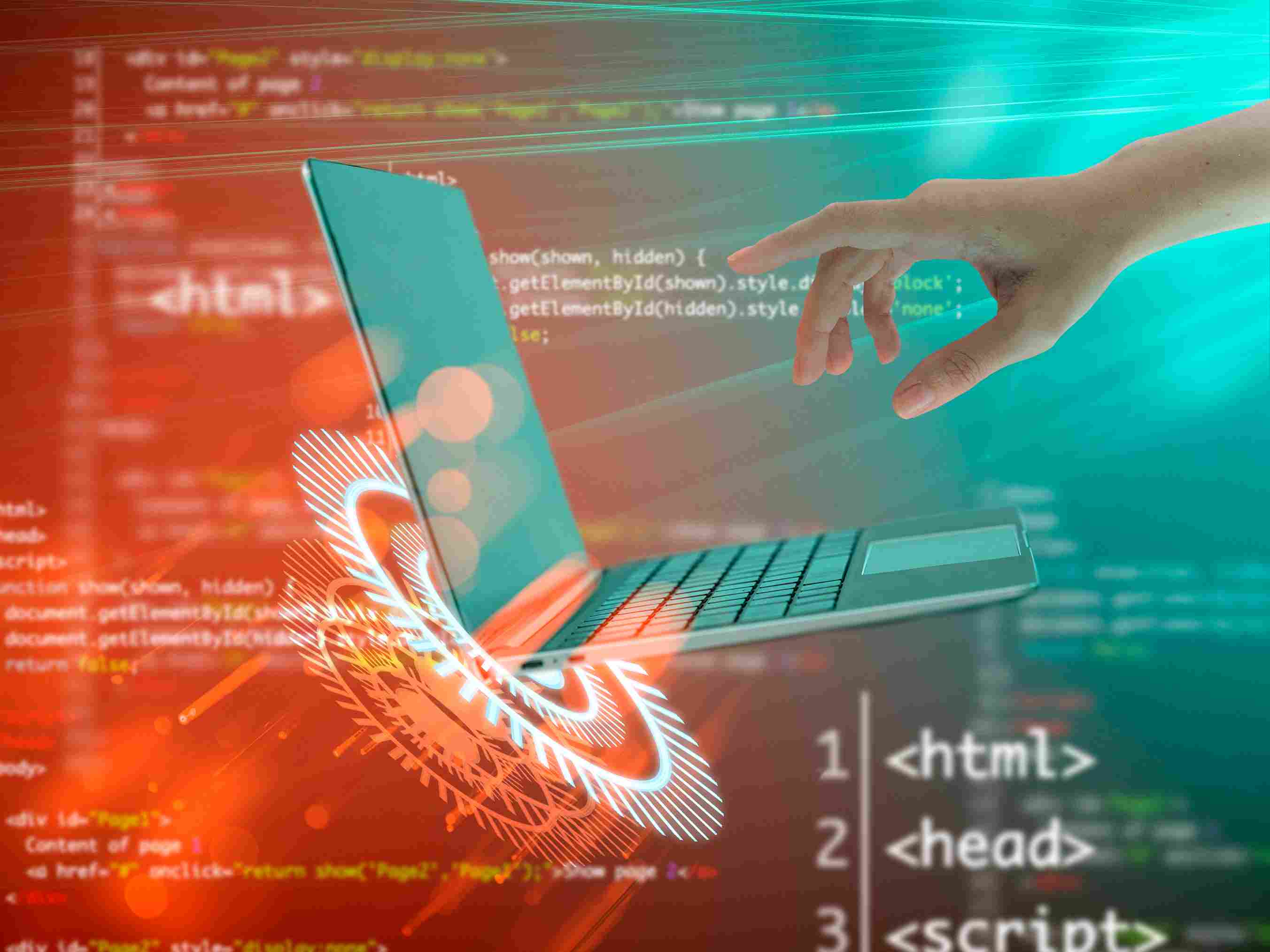 Futuristic illustration of coding and technology symbolizing services offered by an android app
development company