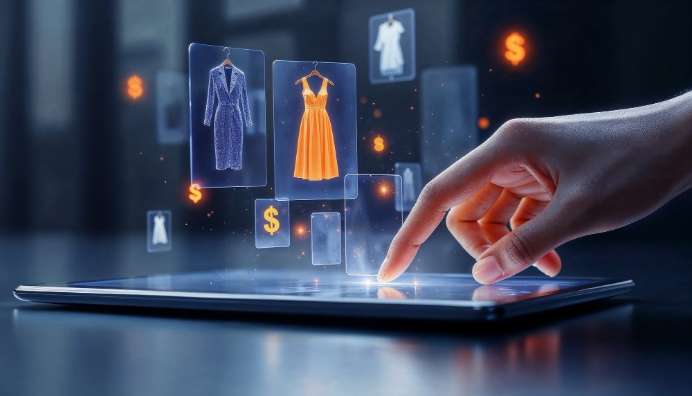 e-commerce website development with virtual clothing interface and touchscreen shopping
experience
